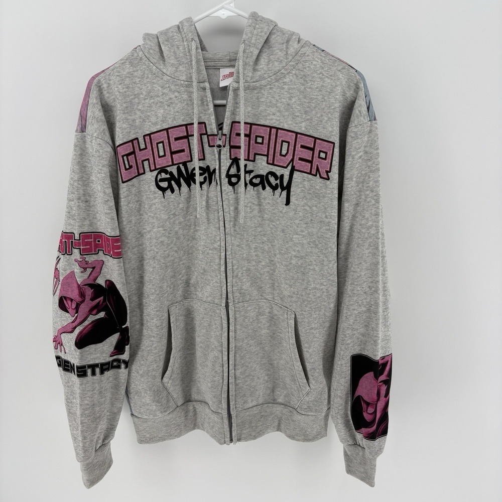 NWT Marvel Spider-Man Ghost-Spider Gwen Stacy Womens M Full Zip Graphic Hoodie